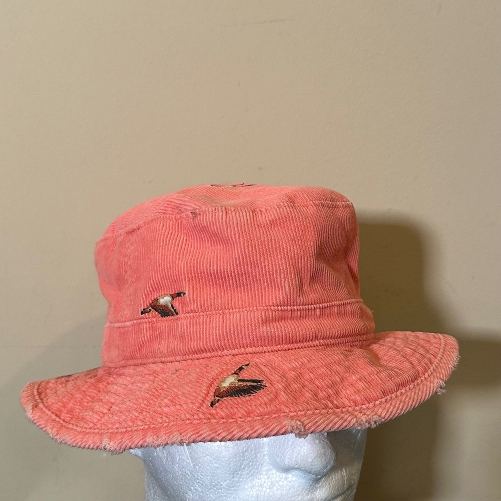 J.Crew Mens Corduroy Mallard Duck Bucket Hat Salmon Pink S/M